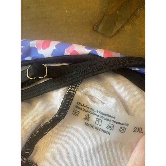 Womens Tankini Blue Pink Colorful Firework Americana Size XXL Summer Time - Picture 6 of 6